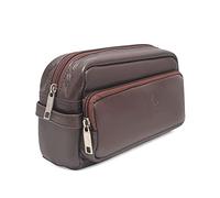 Kara Multipurpose Edward Portable Toiletry Kits Genuine Leather - Unisex Pouch for Travelling - Shaving Kit or Makeup Cosmetic Kit Organizer Pouch, Tan, L, Travel Accessories