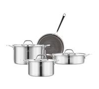Karaca 3Ply Stainless Steel Sparkle 7-Piece Non-Stick Induction Cookware Set, Silver
