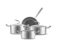Karaca 5Ply PowerSteel 7-Piece 316+ Stainless Steel Induction Cookware Set, Silver