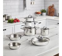 Karaca Ada V2 12-Piece Stainless Steel Induction Cookware Set, Silver