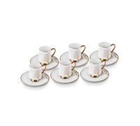 KARACA Afra 12-Piece Turkish Coffee Cup Set for 6 People, 90ml Espresso Cups with Saucers, Bone China Material, White Porcelain Turkish Coffee Set