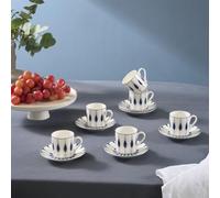 KARACA Ahenk 12-Piece Bone China Espresso/Turkish Coffee Cup & Saucer Set 80 ml - Elegant Multicolour Design