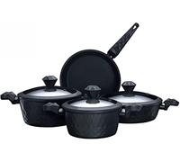 KARACA BioDiamond Cookware Set, 7 Pcs, Diamond Coating, PFOA Free, Silver Nano-Tech Handles, Induction Base, Excellent Heat Distribution, Non-Stick, Black