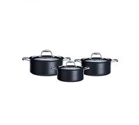 Karaca Biodiamond Pro 6-Piece Induction Cookware Set - Non-Stick Pots Set, 3 Pots with 3 Glass Lids, PFOA Free, Anti-Scratch, Dishwasher-Safe, Induction Pot, Black