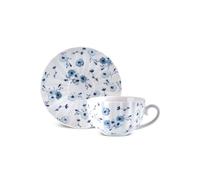 Karaca Blossom 12-Piece Bone China Tea Cup And Saucer Set For 6 People, 220Ml, Blue