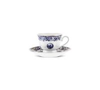 KARACA Blue Odyssey V2 12-Piece Turkish Coffee Cups Set of 6 People, 80ml, Bone China Espresso/Turkish Coffee Set, Intricate Floral Design, Dishwasher Safe