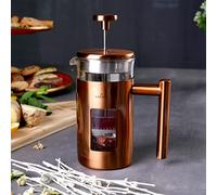 KARACA Borosilicate Glass Copper French Press Coffee Maker - Coffee Press for Home, Office, Travel and Camping - Copper Silver - 350 ml