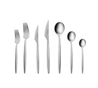 Karaca Braga 84-Piece Stainless Steel Cutlery Set for 12 People, Table Forks, Table Spoons, Table Knives, Dessert Forks, Dessert Spoons, Dessert Knives, Tea Spoons, Platin