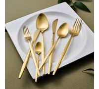 KARACA Callisto 84 Piece Gold Cutlery Set, Luxury Silverware Set with Forks, Knives, Spoons & Serving Utensils, Elegant Tableware for Formal Dining, Weddings and Special Occasions