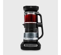 Karaca Çaysever Robotea Pro 4 in 1 Talking Automatic Glass Tea Maker, Water Heater, and Filter Coffee Brewing Machine, 2500W, Black Chrome