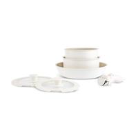 Karaca Ceramica Comfort Non-Stick 6-Piece Pan Set with Detachable Handles, Ceramic Cookware Set, Cream Saucepans & Frying Pan with Lids, Induction Pans PFAS Free