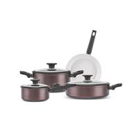Karaca Ceramica Iconic Bronze 7-Piece Pots and Pan Set Non Stick, Induction Cookware Set, Ceramic Frying Pan & Cooking Pots, Dishwasher Safe