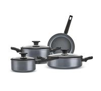 Karaca Ceramica Iconic Grey 7-Piece Pots and Pan Set Non Stick, Induction Cookware Set, Ceramic Frying Pan & Cooking Pots, Dishwasher Safe