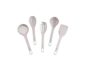 Karaca Chef's Art 5-Piece Kitchen Utensils Set, Cooking Utensils Set, Includes Spatula, Serving Spoon, Spaghetti Server, Strainer, Ladle, Beige Kitchen Tools & Gadgets