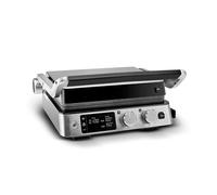 Karaca Compact Steel Sear and Grill Inox 2008 Grill and Sandwich Toaster, Non-Burn, Non-Stick Plates, Easy to Clean, Panini Press, Dual Control, Adjustable Double Plates Heating, Silver Black