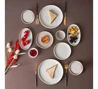 KARACA Cordelia 20-Piece Porcelain Serveware Set for 6 - Elegant White Porcelain Tableware