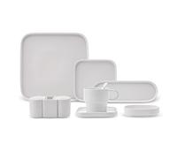 Karaca Cubique Breakfast Set, Square, 35-Piece Tea/Coffee Cup, Dinner Service White, 35-Piece Plate Set, Porcelain Dinner Service for 6 People, Tableware Set