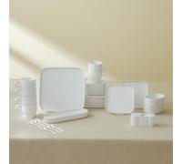 Karaca Cubique Breakfast Set, Square, 35-Piece Tea/Coffee Cup, Dinner Service White, 35-Piece Plate Set, Porcelain Dinner Service for 6 People, Tableware Set