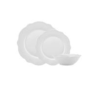 Karaca Daisy 12-Piece Porcelain Dinner Sets with Dinner & Dessert Plates, Cereal & Soup Bowls - New Generation Bone Dinnerware Sets for 4 People (White)