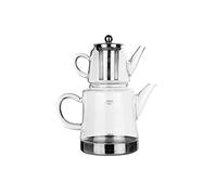 KARACA Dora Glass Teapot Set, 1500 ml, Borosilicate Glass, Includes Kettle & Strainer, Heat Resistant, Dishwasher Safe, 2-Year Warranty