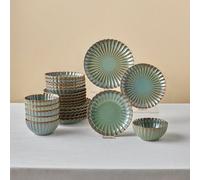 Karaca Earth Collection Cora Reactive Glaze 24-Piece Dinner Set for 6, Multi, Stoneware, Dishwasher Safe, Microwave Safe