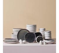 Karaca Earth Collection Galactic 55-Piece Stoneware Crockery Set for 12 People, Multicoloured Plate Set, Dishwasher Crockery Set, Dinner Service with Reactive Glaze, White