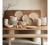 Karaca Earth Collection New Cupid 55-Piece Stoneware Dinner Set For 12 People, Cream