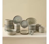 Karaca Earth Collection Skal 55-Piece Dinner Set for 12 People Timeless Grey, Modern Elegant Stoneware Plates Bowls Serving Platters, Luxury Ceramic Crockery Tableware Kit, Dishwasher Microwave Safe