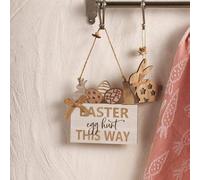 Karaca Easter Eggs in This Way Decorative Wood 15 cm x 15 cm - Handmade Easter Decoration with Charm for Festive Table Arrangements, Spring Festivals and Creative Easter Gifts