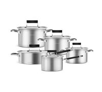 Karaca Eikki Stainless Steel Induction Cookware, 10 Pieces, Anthracite Silver, Delicious Dishes, Easy Cooking, Kitchen Aid, Meals Essential, Essential for Kitchens, Meals