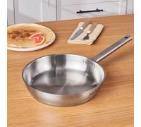 KARACA Elite 26 cm Stainless Steel Induction Frying Pan - PFOA-Free 18/10 Cookware, Dishwasher Safe, Silver Finish