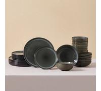Karaca Fein Reactive Stoneware Dinner Plate Set 24-Piece - Kitchen Plates and Bowls Set for 6 People - Crockery Set with Side Plates, Dinner Plates and Bowls - Round & Modern Dinnerware Set