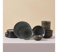 Karaca Fein Reactive Stoneware Dinner Plate Set 24-Piece - Kitchen Plates and Bowls Set for 6 People - Crockery Set with Side Plates, Dinner Plates and Bowls - Round & Modern Dinnerware Set