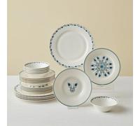 KARACA Forever Bone Iznik 24-Piece Dinner Set - 6 Person Fine Bone China Tableware - Multicolour Patterned Plates & Bowls - Decorative Floral Dining Set for Formal & Festive Occasions
