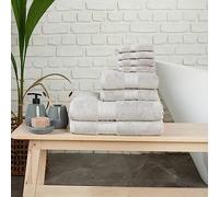 Karaca Home 100% Turkish Cotton Towel Set, 8 Piece, Face, Hand & Bath Towels, Highly Absorbent Towels for Bathroom, Grey