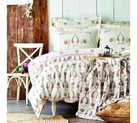 Karaca Home Alfia Powder 100% Cotton Double Duvet Cover Set, Duvet Cover 200 cm x 220 cm, Flat Sheet 240 cm x 260 cm, Pillowcase 50 cm x 70 cm, Double Duvet Set for Two People