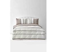 Karaca Home Brown Dobby Woven Double Duvet Cover Set, (200X200 Duvet Cover + 160x200+27 Fitted Sheet + 2*50x75 (Pillowcase), Cotton Viscose, Dobby Woven, Embroidered, Natural, Allows Skin to Breathe