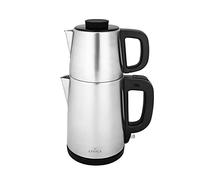 Karaca INOX Black 1650W Tea Maker, Tea Break Cay Makinesi, Turkish Tea Maker Machine, Stainless Steel, Automatic Electric Tea Maker Kettle, Hot Tea Maker, Electric Samovar