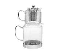 KARACA Kelly Midi Borosilicate Glass Teapot Set with Infuser, 2L Tea Kettle & 1L Teapot with Stainless Steel Strainer, Turkish Tea Maker for Loose Leaf and Herbal Tea, Dishwasher Safe