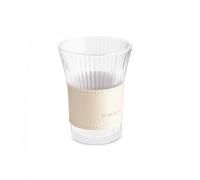 Karaca Leather Cool Touch Glass Latte Cup 210Ml, Gold