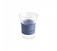 Karaca Leather Cool Touch Glass Latte Cup 210Ml, Navy Blue