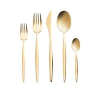 KARACA Lisbon Matte Gold 30-Piece Cutlery Set for 6 People - Elegant Flatware Set with Brushed Gold Finish - Modern Tableware Service for Family Meals & Entertaining