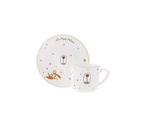 KARACA Le Petit Prince Design Porcelain Coffee Cups and Saucer Set of 6 - White Multi Color Small Turkish Coffee Cup, Espresso Cups, Cappuccino, Tea Cup Set - 12 Piece, 80 ml