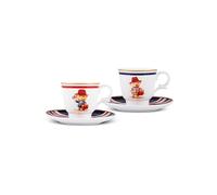 Karaca London 4-Piece Bone China Turkish Coffee Cup Set for 2 People, 80ml, Espresso Coffee Cups and Saucers, Dishwasher Safe, Multi