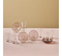 Karaca Luna 12-Piece Turkish Tea Glasses for 6 People, 130ml Glass Tea Cups with Elegant Light Brown Glass Saucers