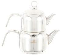 Karaca Manes Stainless Steel Induction Teapot Set, Mini, Teapot & Lid (0.85L), Tea Kettle (1.20L), Metal