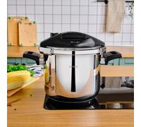 Karaca Marsilya Stainless Steel Induction Pressure Cooker Set, 7L, Silver Black