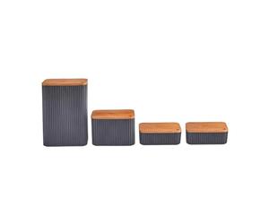 KARACA Massimo 4-Piece Plastic Storage Container Set, 5L, BPA-Free Containers, Kitchen Organization, Anthracite