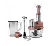 Karaca Mastermaid 8 in 1 Food Processor & Blender, 1.5L Glass Bowl & 1.2L Smoothie Jar, Stainless Steel Blades Multifunctional Food Chopper for Kitchen, 2500W, Rosegold