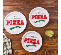 Karaca Milano 5-Piece Porcelain Pizza Serving Platter Set for 4 People, White Multi